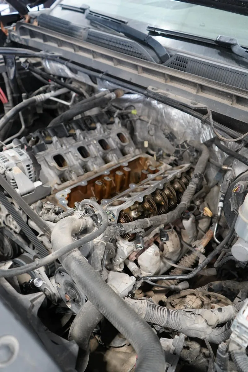 Engine disassembly with valve train components exposed